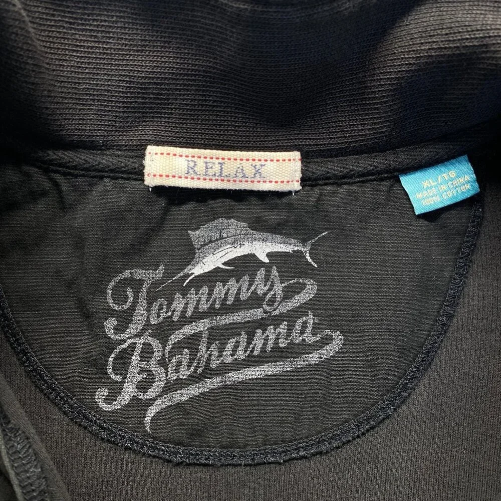 Tommy Bahama Men’s Sweater Black Cotton Long Sleeve Quarter Zip‎ Size XL